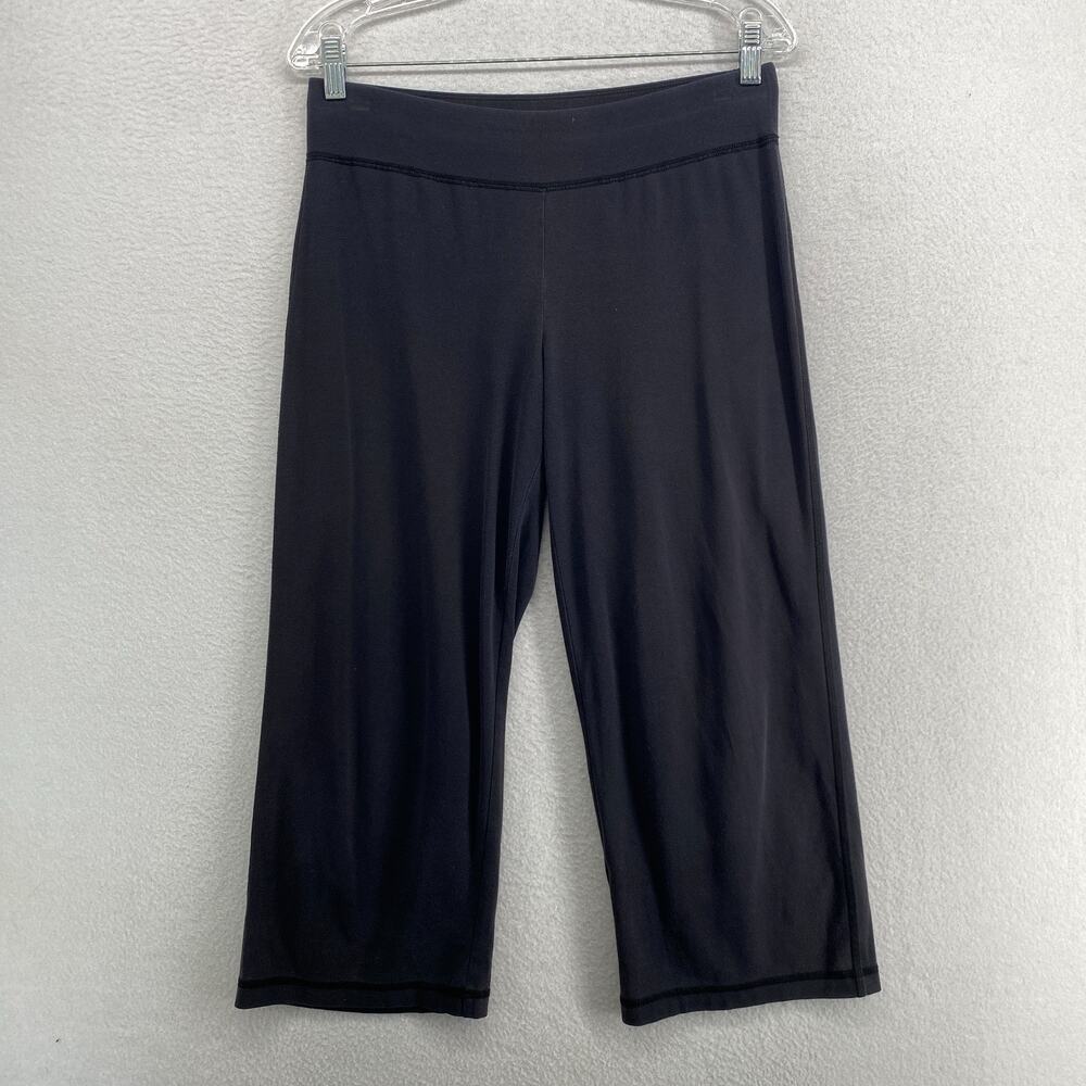 EILEEN FISHER Pants PS Organic Cotton Stretch Jersey Cropped Washed Black USA